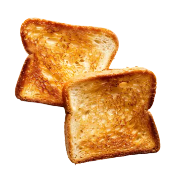 two pieces of toasted bread on a white surface