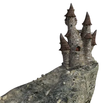a castle sitting on top of a rock