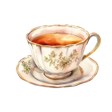 a painting of a cup and saucer