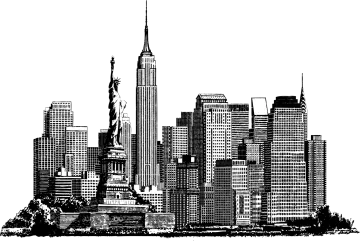 a black and white drawing of the statue of liberty