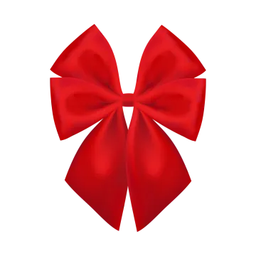 a red bow on a white background
