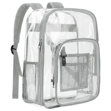 clear backpack with mesh pocket