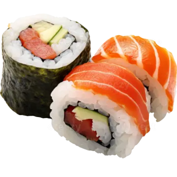 two pieces of sui roll on a white background