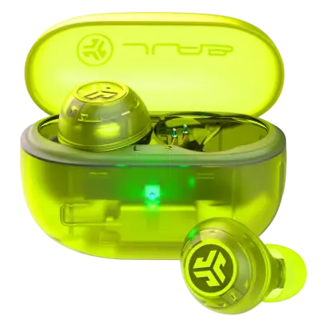 a pair of green earphones
