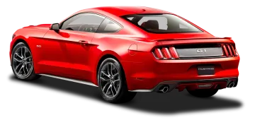 a red mustang car on a white background
