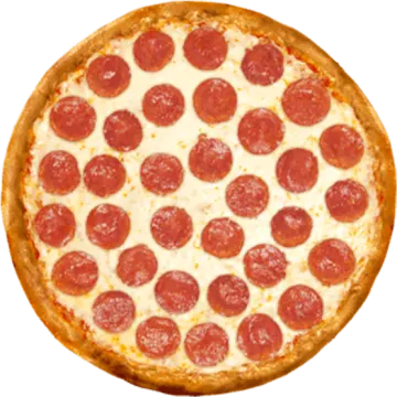 a pepperoni pizza on a white background
