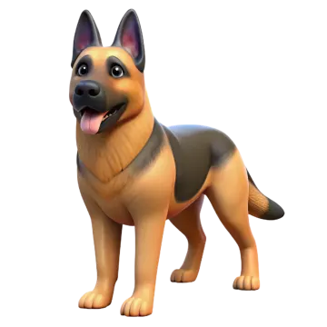 a german shepherd dog standing on a white background