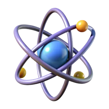 an image of a blue and yellow atom