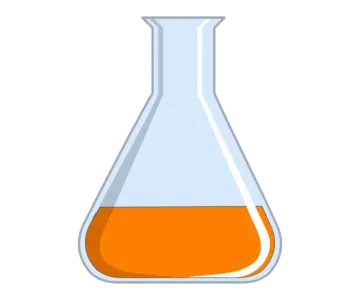 a beakle filled with orange liquid