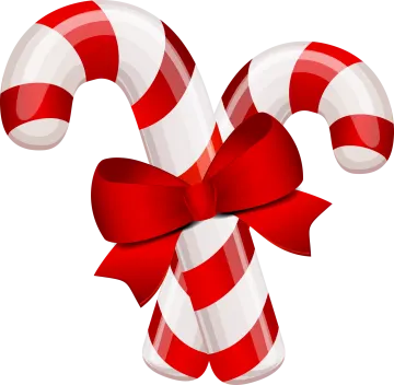 a red and white candy cane with a bow