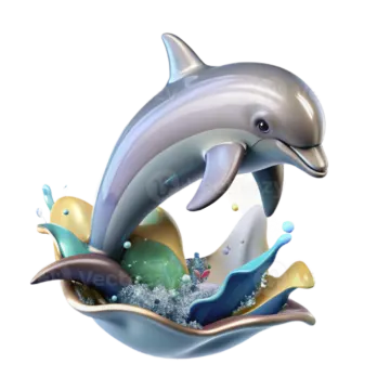 a dolphin jumping out of the water with bubbles