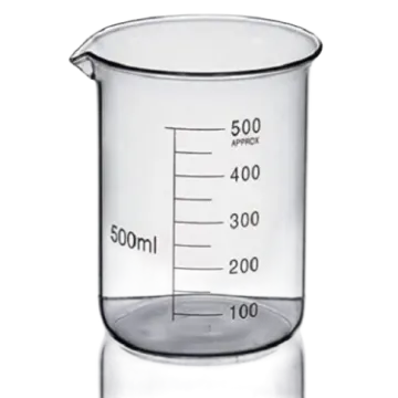 a beak with a measuring cup on it