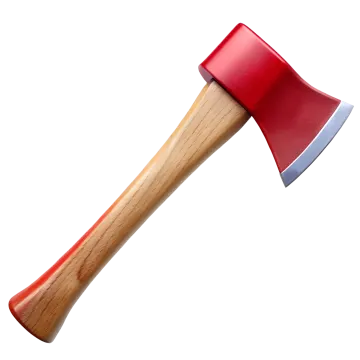 an axe with a wooden handle on a white background