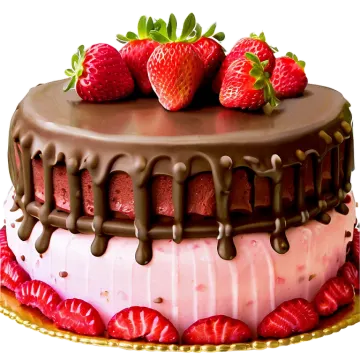 a chocolate covered cake with strawberries on top