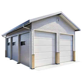 a two car garage with the door open