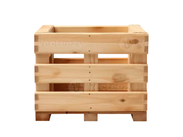 a wooden crate on a white background
