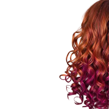 a woman with long red and purple hair