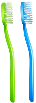 two green and blue toothbrushs