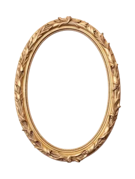 a gold oval frame on a white background