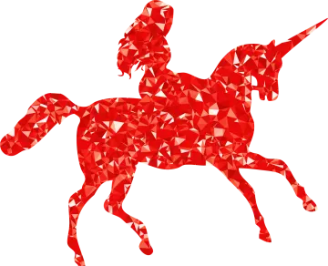 a horse made up of red triangles