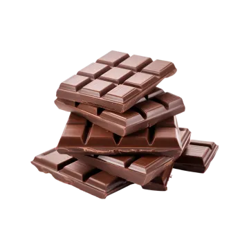 a pile of chocolate on a white background