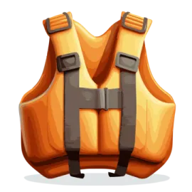 an orange life vest on a white background