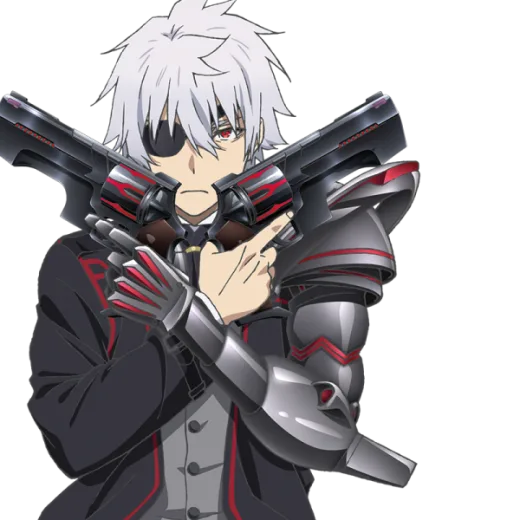 an anime character with a gun in his hand