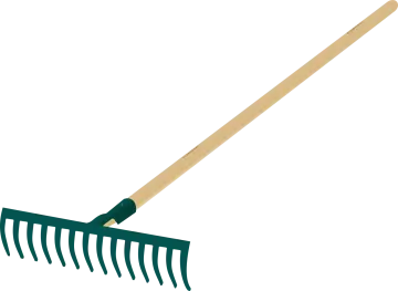 a green rake on a white background