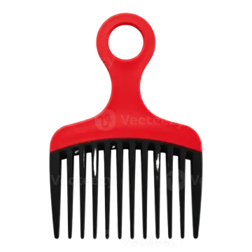 a red and black comb on a white background