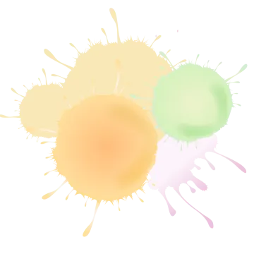 three colored paint sps on a white background