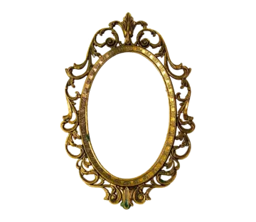 an ornate gold frame on a white background
