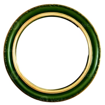 a green and gold ring with a white background