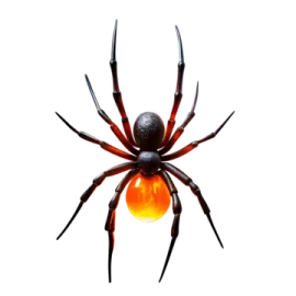 a black widow spider on a white background