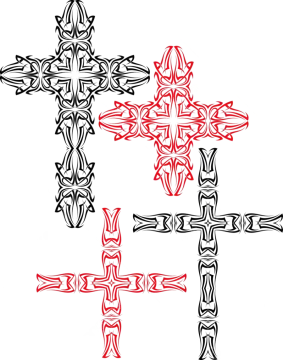 a set of four crosses in different colors
