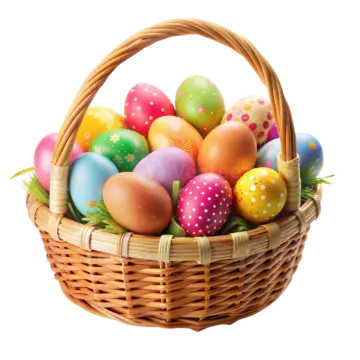 a basket full of colorful easter eggs