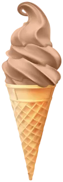 an ice cream cone with chocolate on top
