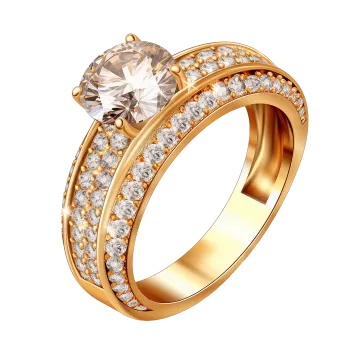 a gold engagement ring with white diamonds
