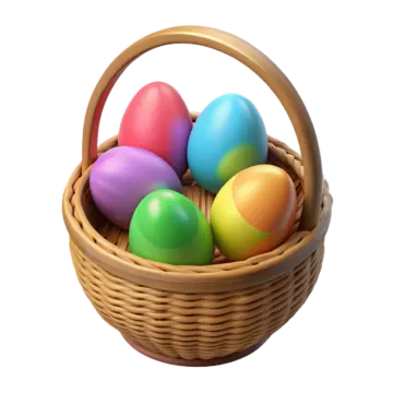 a basket filled with colorful easter eggs