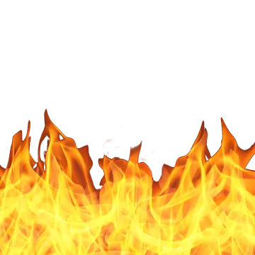 a burning fire on a white background