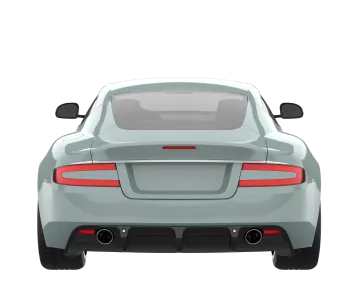 the rear view of a grey sports car