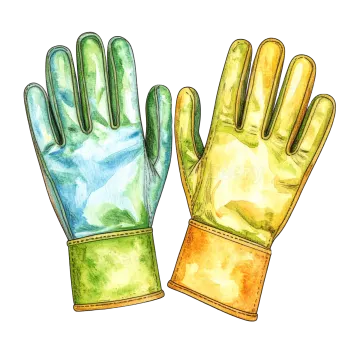 a pair of yellow and green gardening gloves