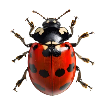 a lady bug on a white background