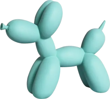 a blue balloon dog on a white background