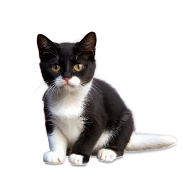 a black and white cat sitting on the floor