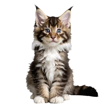a kitten with blue eyes sitting down