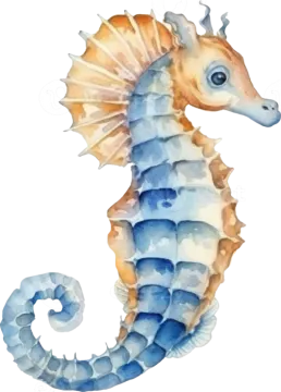 a watercolor painting of a seahorse