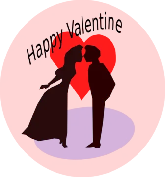 a couple kissing in front of a heart with the words happy valentine