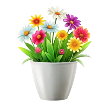 a flower pot filled with colorful flowers