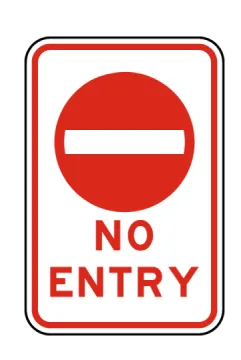 a red and white sign with the words no entry