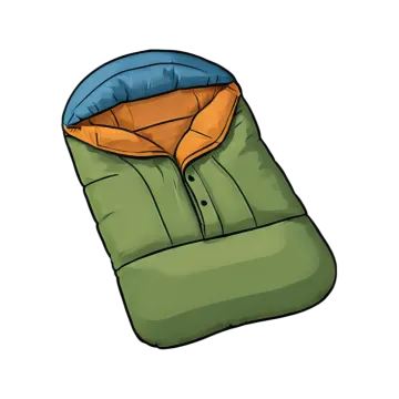 a green jacket with an orange and blue hood